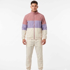 Custom Men's Color Block Nylon Tracksuit Windbreaker <b>Jacket</b> and Snap Button Pants Set Streetwear Sportswear OEM ODM - Product Image 1