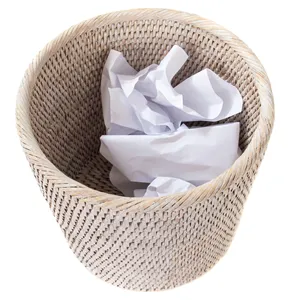 Cesta de maceta redonda de ratán hecha a mano de primera calidad-Macetas cilíndricas ecológicas para plantas - Product Image 2