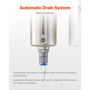 Sistema di Essiccazione dell'Aria a 3 Stadi 5 m 0,3 m 0,1 m con Filtri Micronizzatori, Filtro Regolatore per Compressore d'Aria in Metallo 1/2'' NPT - Product Image 4