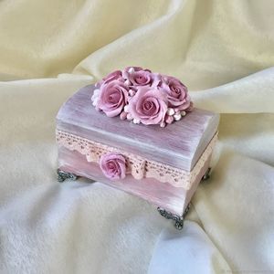 Pearl Decorative <b>Keepsake</b> <b>Box</b> Handmade Rose Gift <b>Box</b> Vintage Floral Storage <b>Box</b> Elegant Trinket Organizer <b>Box</b> - Product Image 4