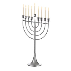 Textured <b>Silver</b> Rustic Metal Menorah Candle Holder Hanukkah Decorative Tabletop Unique Vintage Home Display - Product Image 6