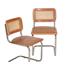 Chaise cantilever Vandana Lyra Terra en bois d'acacia et rotin (lot de 2)