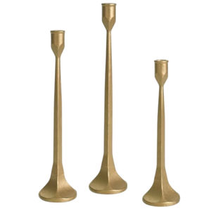 Ensemble de 3 chandeliers décoratifs vintage en laiton doré, supports à bougies classiques solides pour mariage, décoration de table à la maison - Product Image 3