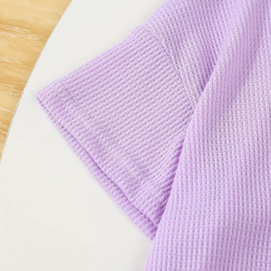 Conjunto de 2 Piezas de Camiseta y Pantalones Cortos de Algodón para Bebé Unisex, Color Sólido, Cuello Redondo, Manga Corta, Atuendo Informal de Verano, Transpirable y Ligero - Product Image 2