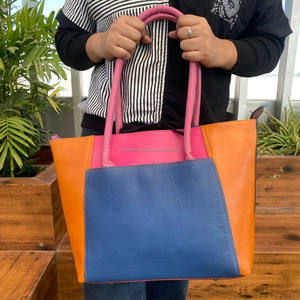 New Custom Large Capacity High Quality Recycled Leather Women's Tote Bag Luxury Designer Colorful Leather <b>Handbags</b> Shoulder Bags - Product Image 3