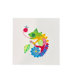 Tarjeta de quilling con diseño de camaleón tropical y colorido en un tema de la naturaleza, tarjeta elegante con sobre, tarjetas de felicitación hechas a mano, manualidades en papel - Product Image 2