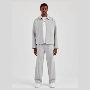 Survêtements de mode de haute qualité avec fermeture éclair, gris chiné, coupe décontractée ample, en molleton 100% coton - Product Image 5