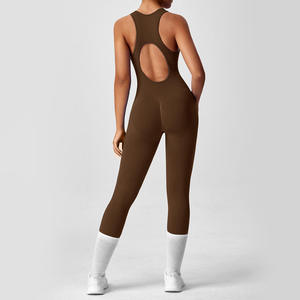 Combinaison de sport pour femme à dos en V, moulante, une pièce, pour yoga, danse, entraînement, séchage rapide, en spandex et nylon - Product Image 5