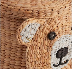 Handwoven Water Hyacinth Teddy <b>Bear</b> Basket <b>Cute</b> Animal Toy Storage Hamper with Flat Lid Nursery Decor - Product Image 5