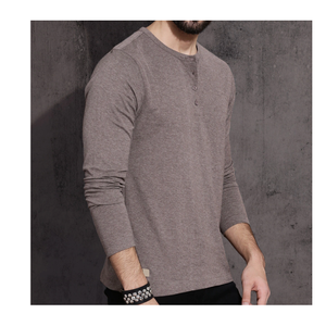 Camiseta de algodón 100% de primera calidad a precio económico para hombre, lavado ácido, manga larga, corte holgado, transpirable. - Product Image 3