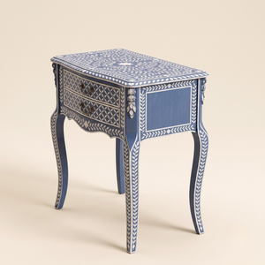 Mesa de Noche de Estilo Francés Hecha a Mano con Incrustaciones de Madreperla, Muebles para Dormitorio - Product Image 4