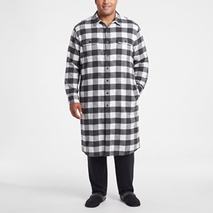 Chemise longue en flanelle à carreaux pour homme avec poche poitrine, 100% coton, pour l'hiver, vêtement de nuit - Product Image 5