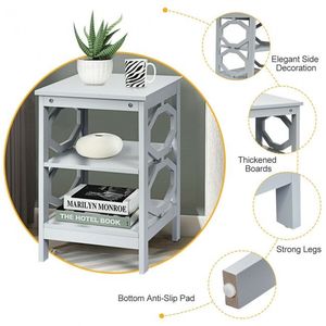2-Piece 3-Tier Console <b>Table</b> Nightstand or <b>Sofa</b> <b>Side</b> Accent <b>Table</b> with Storage Display Shelf - Product Image 3