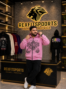 Custom Oversized <b>Pink</b> Zip Up <b>Hoodie</b> <b>Men</b> Heavyweight Graphic Streetwear Hooded Sweatshirt Private Label OEM Clothing Manufacturer - Product Image 3
