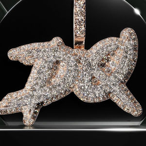Pendentif Lettre en Moissanite Ronde Taille Brillant Plaqué Or 18K, en Argent Sterling 925, Style Hip-Hop Unisexe pour Hommes, Femmes et Enfants – Idéal Cadeau - Product Image 1