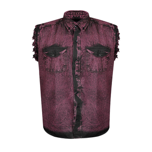 Camisa de Mezclilla sin Mangas Transpirable Personalizada para Hombre, Azul, de Algodón Lavado, con Logotipo Frontal, para Todas las Temporadas, Estilo Motociclista - Product Image 6