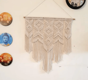 Tapiz de algodón tejido de macramé bohemio moderno hecho a mano, decoración del hogar, estilo artístico, colgante decorativo de pared - Product Image 4