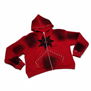 Sudadera con capucha y cremallera para hombre, nueva, cómoda, con logo aplicado, estilo desgastado, 100% algodón polar, 450 g/m², 2026 - Product Image 1