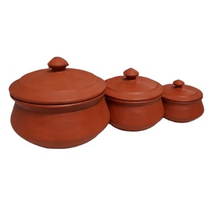 Eco-Friendly Healthy Non-Stick Rust-Proof Country Style Terracotta Clay Handi Set (Set 3 Lids) Stocked Safe Gas Cooker - Product Image 1
