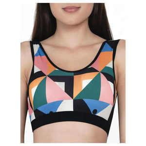 Soutien-gorge de sport pour femme Blue Flame Fire, rembourré, pour l'entraînement, coupe ajustée, col en U, respirant, couleur unie - Product Image 5