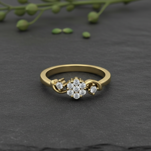 Anillo de Oro de 10k Hecho a Mano, Diseño Personalizado, Anillo de Compromiso con Diamantes Cultivados en Laboratorio VVS1 con Diseño Floral para Mujer - Product Image 2