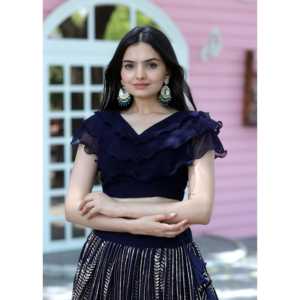 Vestido de diseñador negro Lehenga Choli - Product Image 2