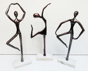 Jaffs Exports Modern Aluminum Bronze Finish High Quality Eco-Friendly <b>Figurative</b> Sculptures Set 3 Contemporary Artistic Tabletop - Product Image 1