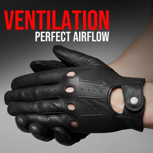 Gants de moto Samroz Sports en cuir véritable avec doublure en nylon, longueur poignet, respirants, écologiques, compatibles écran tactile, antidérapants - Product Image 4