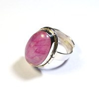 Bague en argent sterling 925 avec pierre de lune rose, sertie clos, style minimaliste tribal, ajustable, filigrane, pour promesse, vente en gros