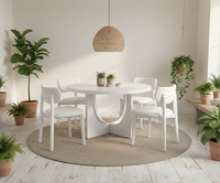 Meubles de salon modernes, table basse, 4 chaises, design décoratif, durable, garantie 1 an, bois de caoutchouc, salle à manger compacte 4 places