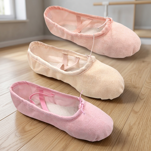 Chaussons de danse souples pour femmes, dessus en satin, doublure en coton, semelle extérieure en caoutchouc, talon plat, chaussures de danse, faible MOQ, OEM, ODM, DDP, cuir de haute qualité - Product Image 4