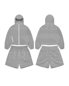 Hot Selling Unisex <b>Tracksuit</b> Set Hooded Zipper Jacket Shorts Solid Color Casual Loose Fit Summer Wear 100% Nylon Adult Size - Product Image 4