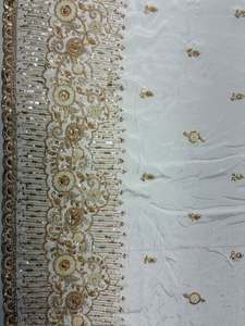 Fournisseur Indien de Tissu en Soie Crêpe Naturelle de Luxe, Tissu Brodé de Perles et de Paillettes pour Vêtements de Cérémonie à Vendre - Product Image 2