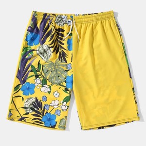 Shorts de basketball pour hommes, 100% polyester, taille mi-haute, élastique, séchage rapide, respirant, jaune, décontracté - Product Image 1