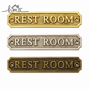Placa de Latón Vintage para Puerta de Baño, Letrero Decorativo en Relieve para Inodoro, Placa con Nombre para Puerta de Baño para el Hogar - Product Image 1