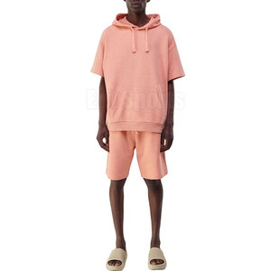 Fashion Wear Two Piece Hooded Casual Solid Men's Breathable <b>Lightweight</b> <b>Hoodies</b> Shorts Set Designed Daily Gym Street Style - Product Image 4