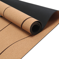 Tapis de yoga en liège naturel de haute densité, de qualité supérieure, respectueux de l'environnement, avec base en caoutchouc, ligne d'alignement gravée au laser, tapis en liège