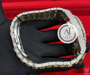 AARVA JEWELS นาฬิกาโลหะฝังเพชรสำหรับผู้ชายสไตล์วินเทจสุดหรู ขนาด 42 มม. หน้าปัดแสดงวันที่แบบอนาล็อกและดิจิตอล ตัวล็อคแบบซ่อน - Product Image 4
