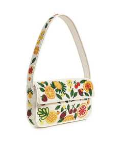 Sac à bandoulière pour femme en toile orné de perles, motif nageur, citron, verre solaire, perles de rocaille, vert océan, beige, avec rabat, pour soirée - Product Image 2