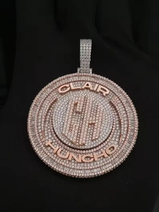 ZAWO HOUSE Clair Huncho Iced Out Moissanite <b>Pendant</b> Rose <b>Gold</b> Plated Hip Hop Charm Themed Jewelry for Men Women Everyday Wear - Product Image 5
