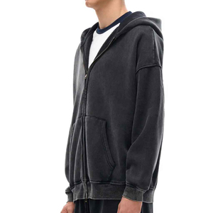 Sudadera con Capucha OEM, Lavada al Ácido, Estilo Vintage, Efecto Desgastado por el Sol, Personalizable con Impresión, Sudadera de Algodón Grueso para Hombre - Product Image 4