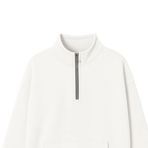 Oversized Women's Winter Fleece Sweatshirts with Solid Half <b>Zipper</b> Front Logo Heavyweight Anti-wrinkle Breathable Hoodies - Product Image 2