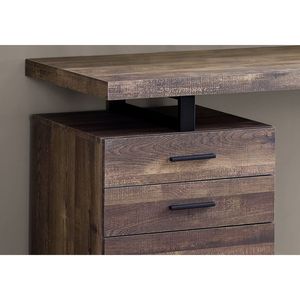 Scrivania per Computer da Ufficio Contemporanea in Laminato Marrone e Metallo Nero, 48 Pollici, con Cassetti Portaoggetti per Configurazione Destra e Sinistra - Product Image 3