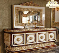 Table de toilette de qualité supérieure en teck, commode royale artisanale avec miroir, ensemble de table de toilette moderne avec tabouret Newyork