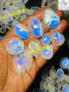 Top Grade Black Spots White <b>Rainbow</b> Moonstone Cabochon All Size and Shapes Available Blue Moonstone for Jewellery Gemstone - Product Image 3