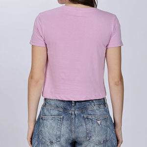 Camisetas Cortas de Diseño Moderno para Mujer, Corte Regular, Color Sólido, Ecológicas, 100% Algodón, Transpirables, Antiarrugas, de Secado Rápido, Estilo Casual - Product Image 2