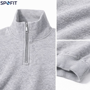 Custom Wash Breathable Quarter <b>Zip</b> Pullover Long Sleeve Men's Cropped Cotton Sweatshirts Street Wear Fashion Loose - Product Image 6