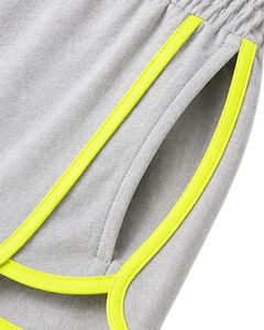 Short de sport gris clair et jaune fluo pour femme, séchage rapide, respirant, pour la gym, le fitness, décontracté, été, taille élastique, vêtements de sport - Product Image 6