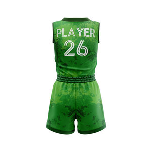 Tenues de basketball personnalisées sublimées sans manches à col en V pour filles, grandes tailles, respirantes, anti-humidité, 100 % polyester, ensembles OEM ODM - Product Image 5