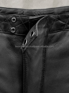 Pantalones de Cuero Genuino Casuales de Cintura Alta para Hombre, Estilo Motero, con Botones, Cordones Negros, Impermeables y Transpirables, de Tela Gruesa - Product Image 3